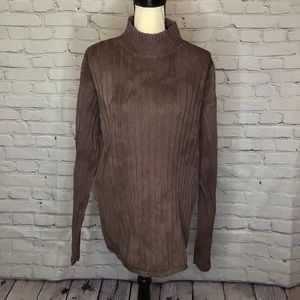Aeropostale Custom Dyed Brown Mock Neck Ribbed Knit Sweater XL